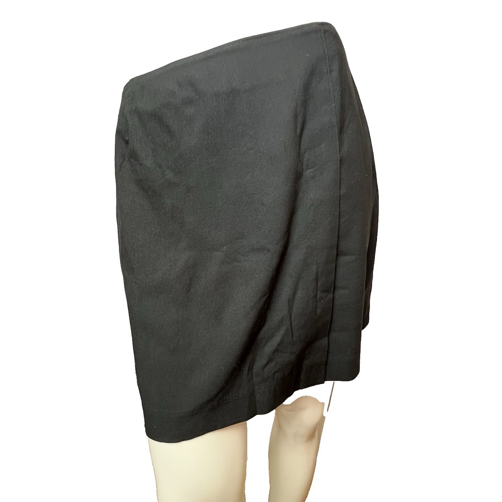 Gap Skirt Black Faux Wrap Career Business Lined Skirt Side Zipper Size 4